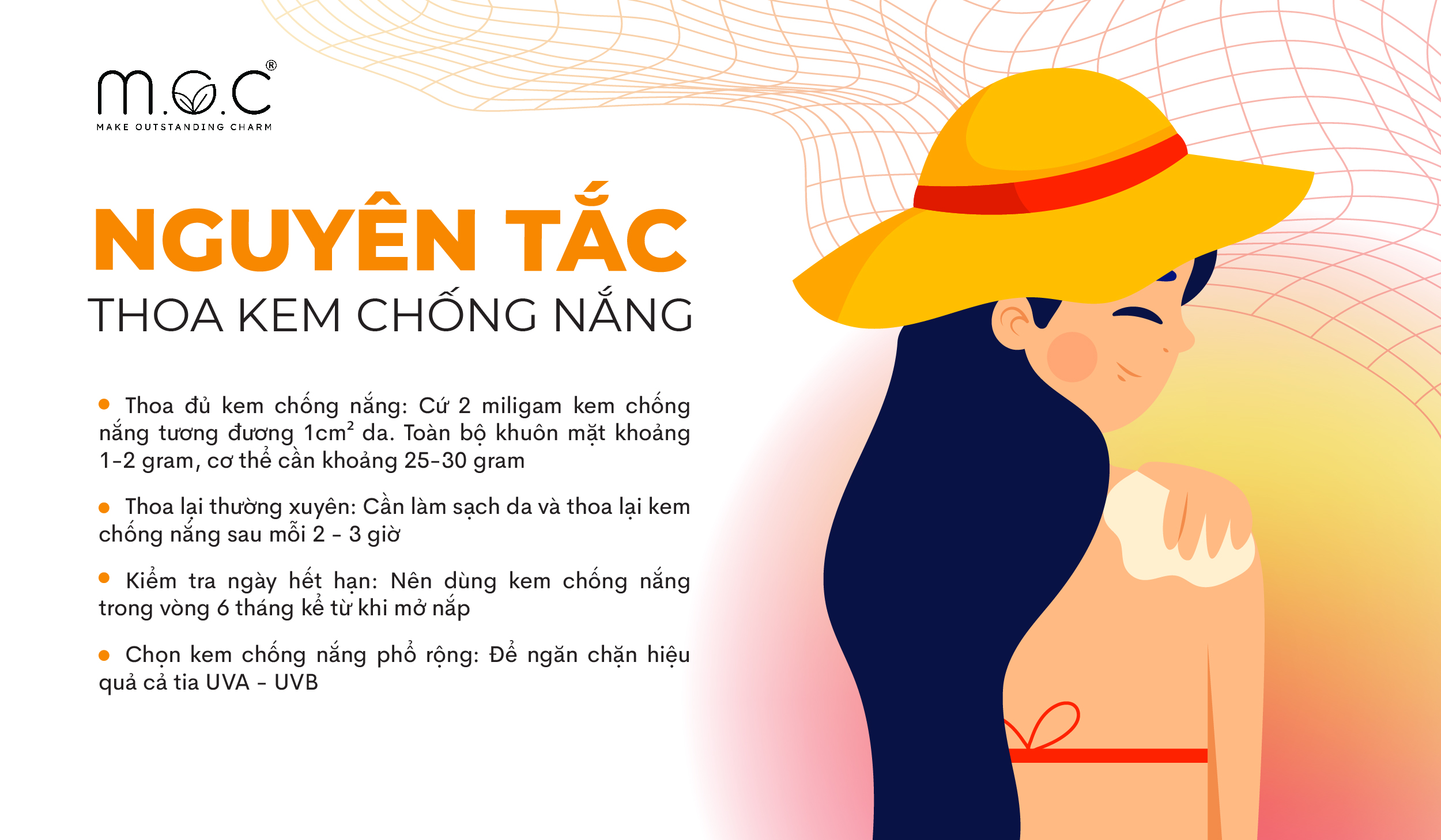 Các nguyên tắc thoa kem chống nắng