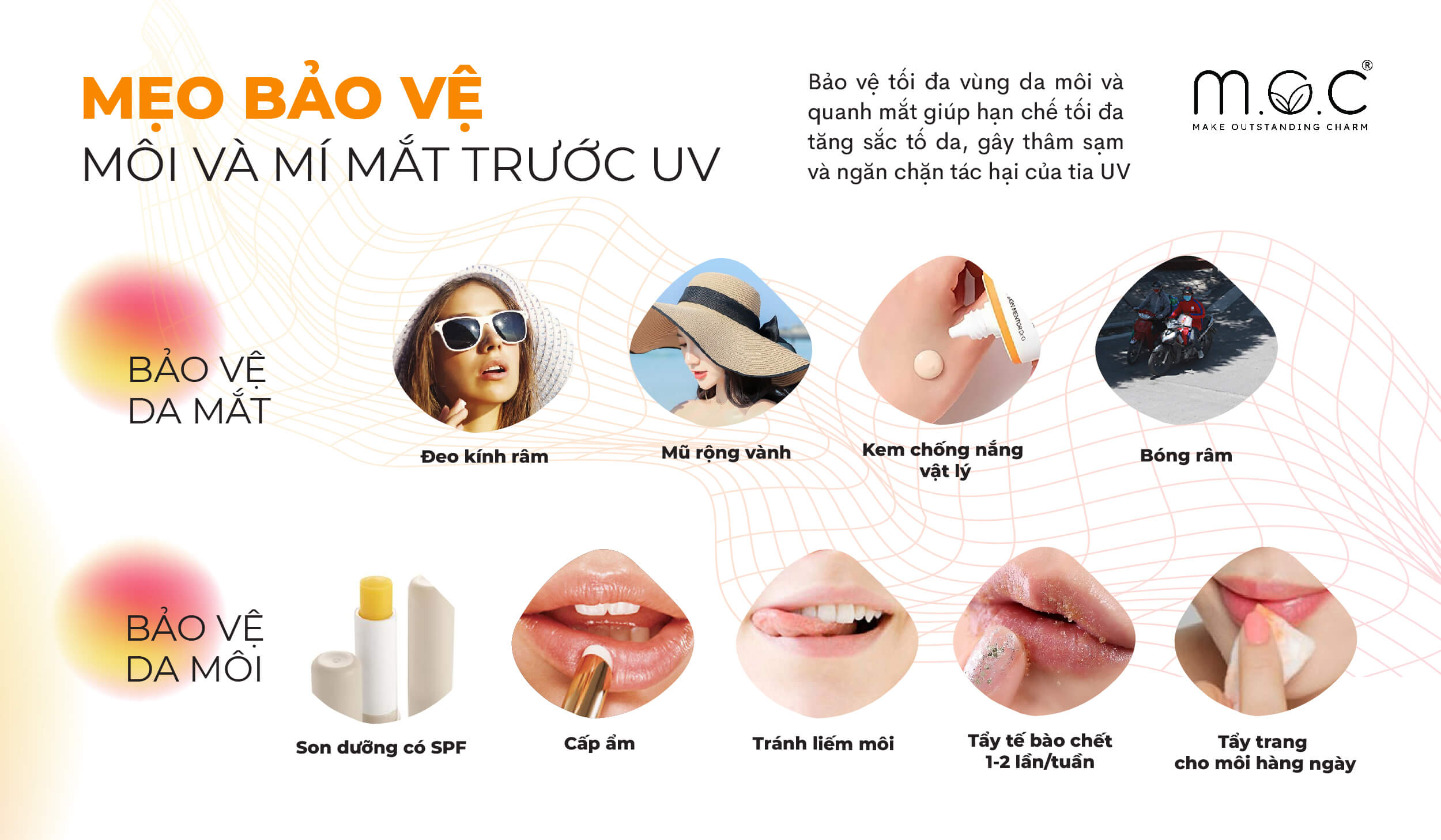 Cách thoa kem chống nắng bảo vệ môi và vùng mắt