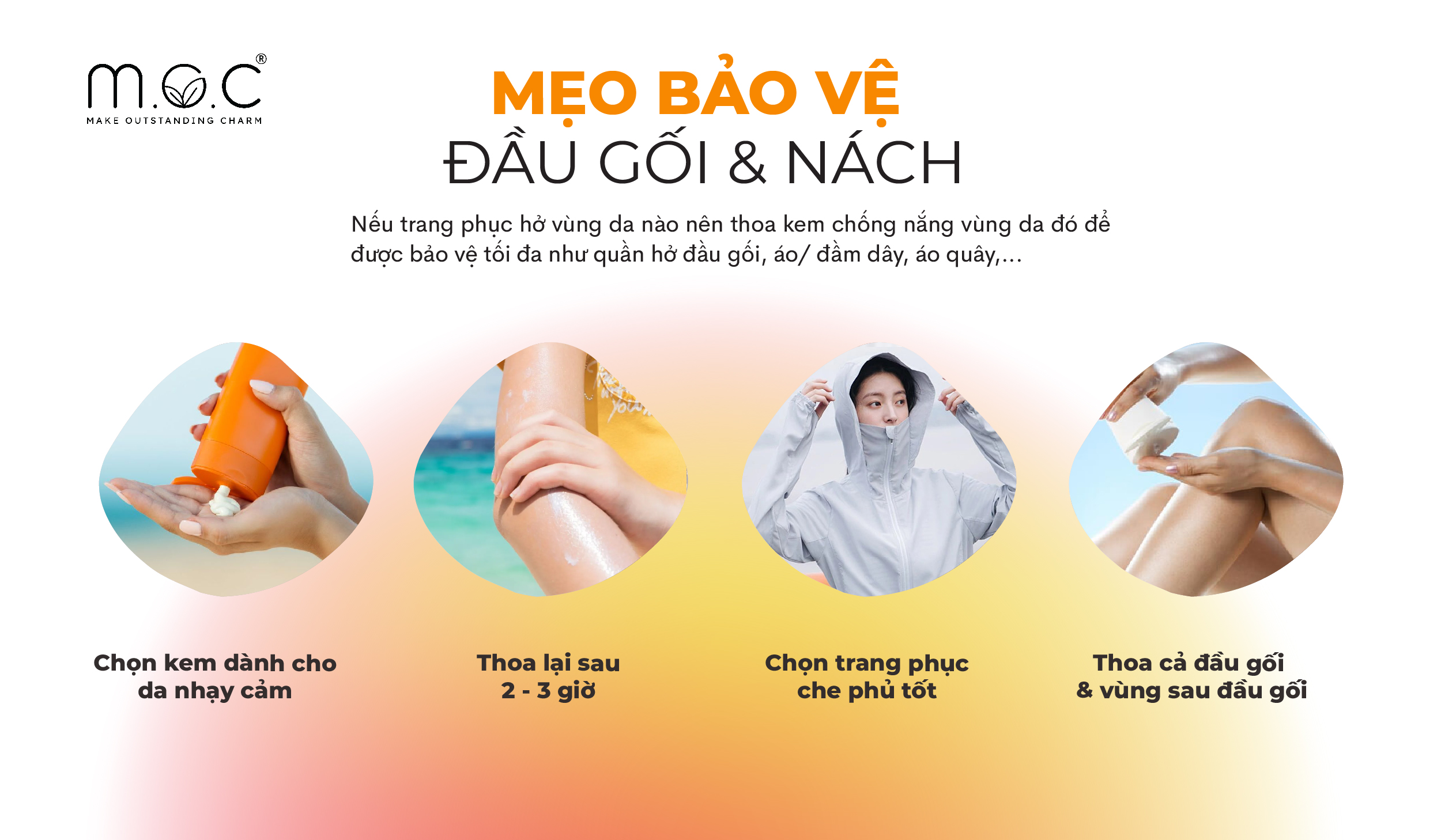 Các mẹo thoa kem chống nắng bảo vệ đầu gối và vùng nách