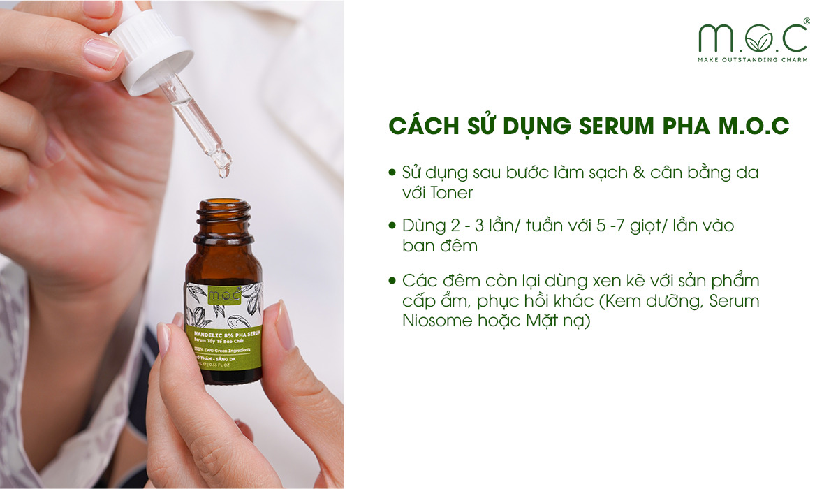 Cách sử dụng serum tẩy tế bào chết Mandelic 8% PHA M.O.C hiệu quả