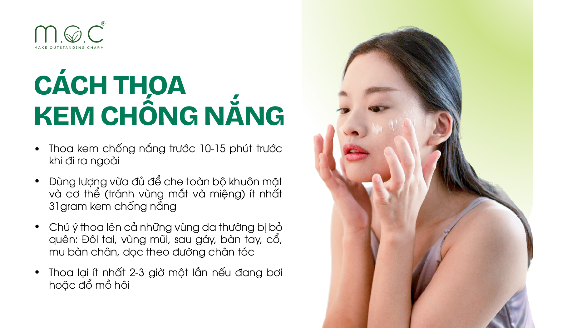 Cách thoa kem chống nắng chuẩn