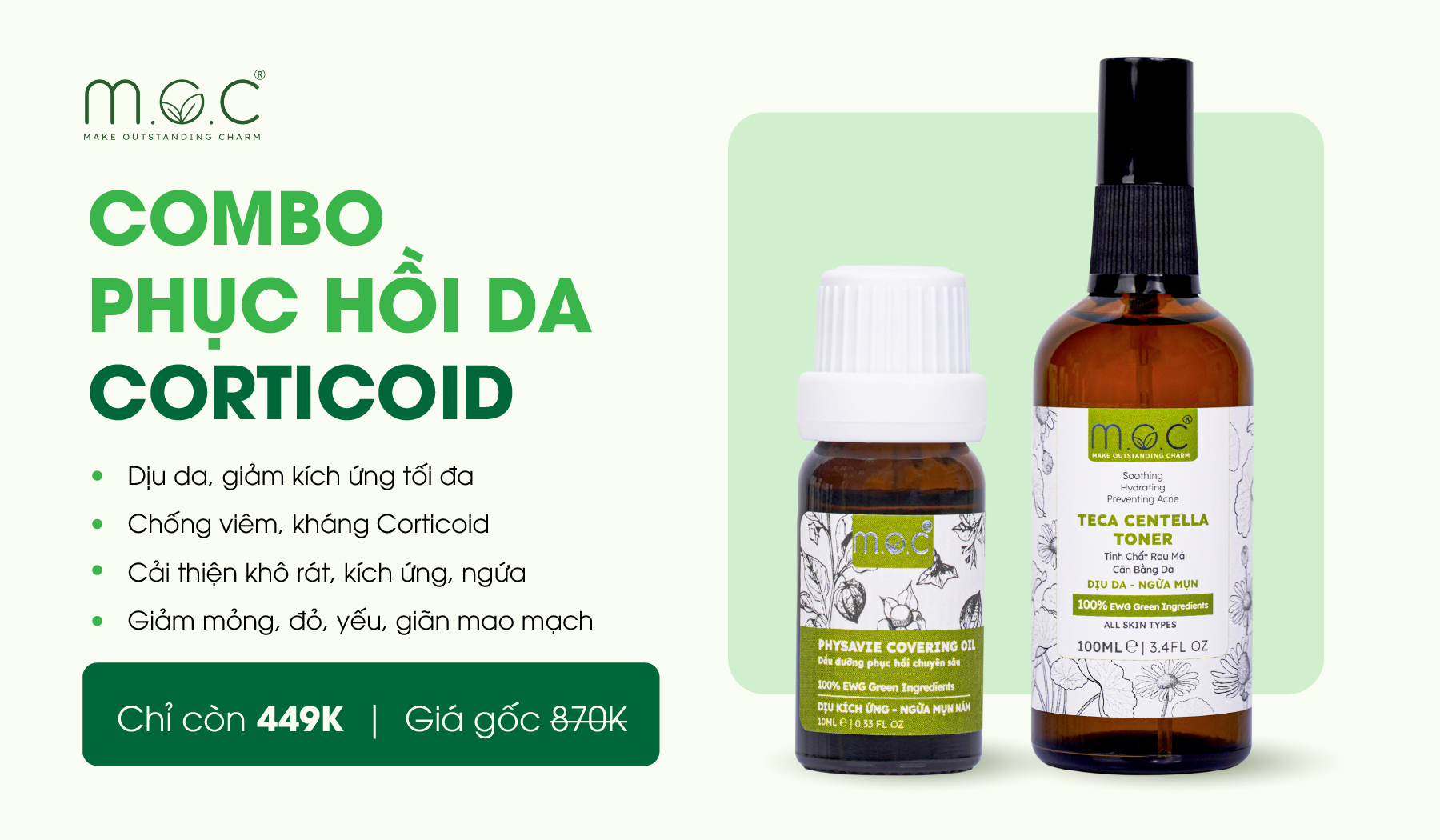 Combo M.O.C phục hồi da Corticoid 