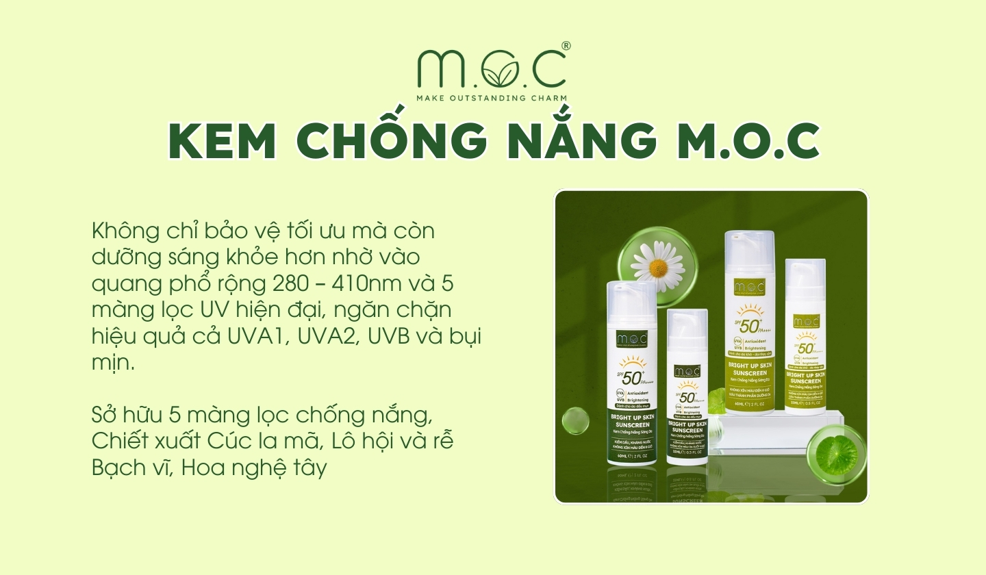 Kem chống nắng M.O.C giúp bảo vệ da, ngăn chặn tác hại của tia UV