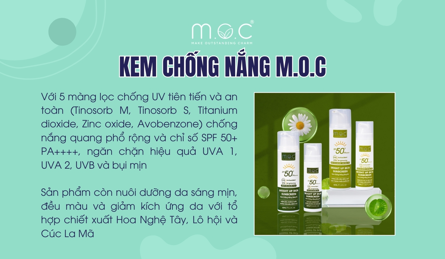 Kem chống nắng M.O.C ngăn chặn hiệu quả tác hại của tia UV