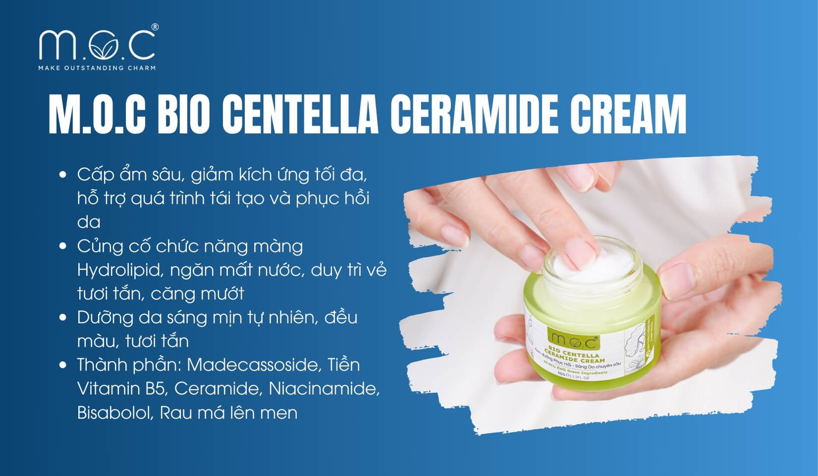 Kem dưỡng ẩm rau má Ceramide M.O.C