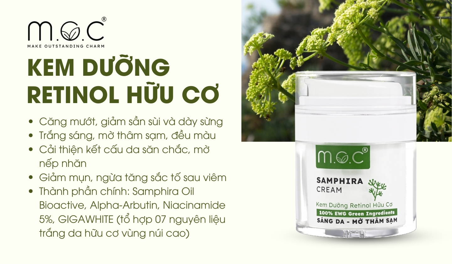 Kem dưỡng Retinol hữu cơ M.O.C với những lợi ích chống lão hóa da