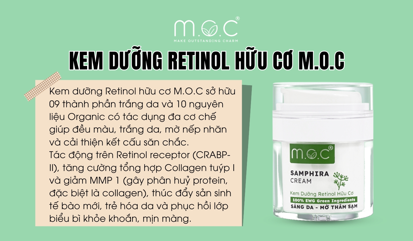 Kem dưỡng Retinol hữu cơ M.O.C giúp săn chắc da mặt, mờ đốm nâu