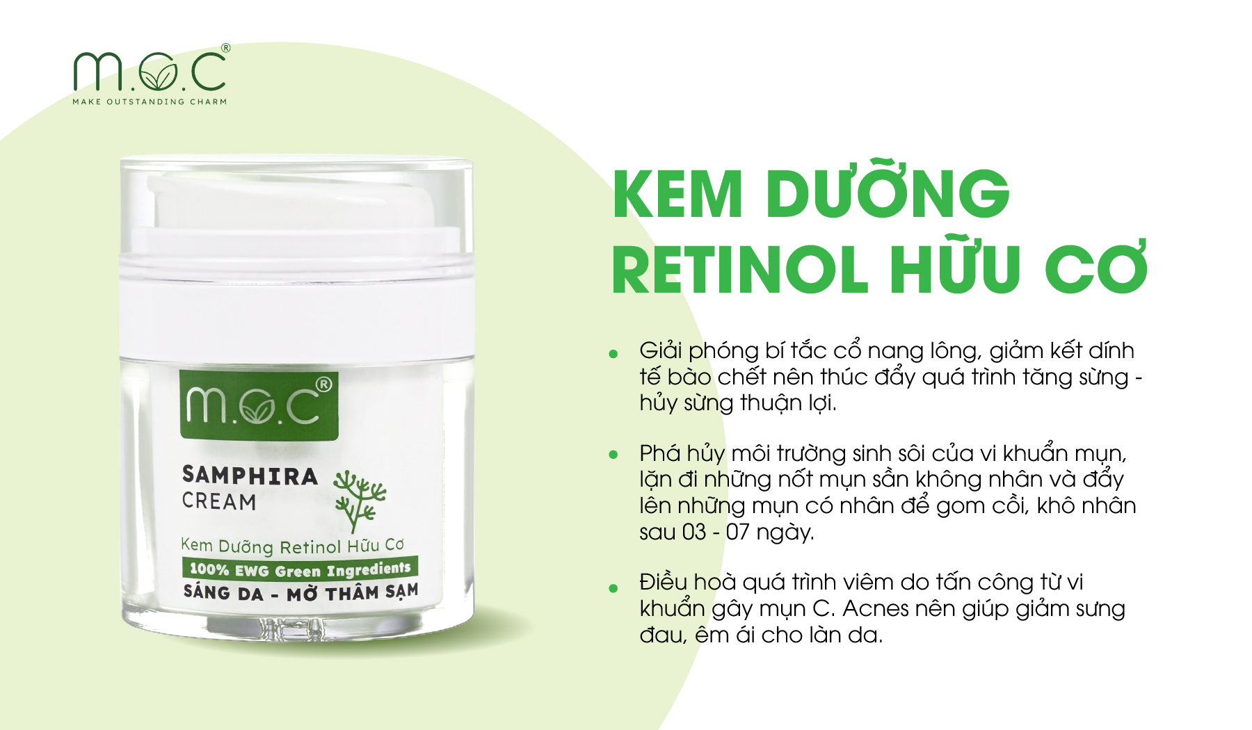 Kem dưỡng Retinol hữu cơ M.O.C giúp kiểm soát dầu, trẻ hóa da vượt trội