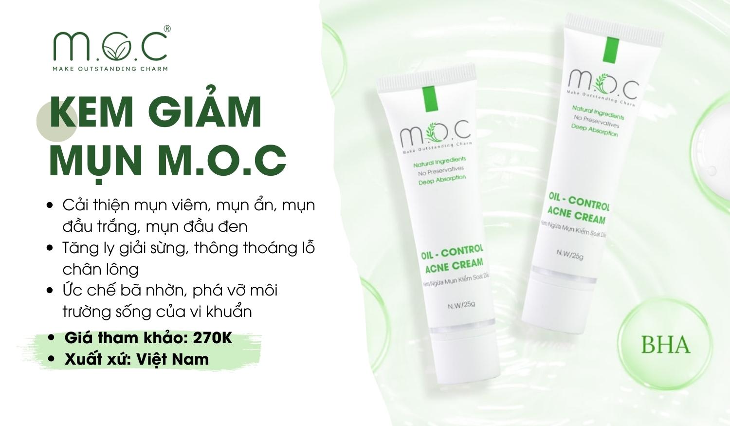 Kem trị mụn M.O.C Oil Control Acne Cream