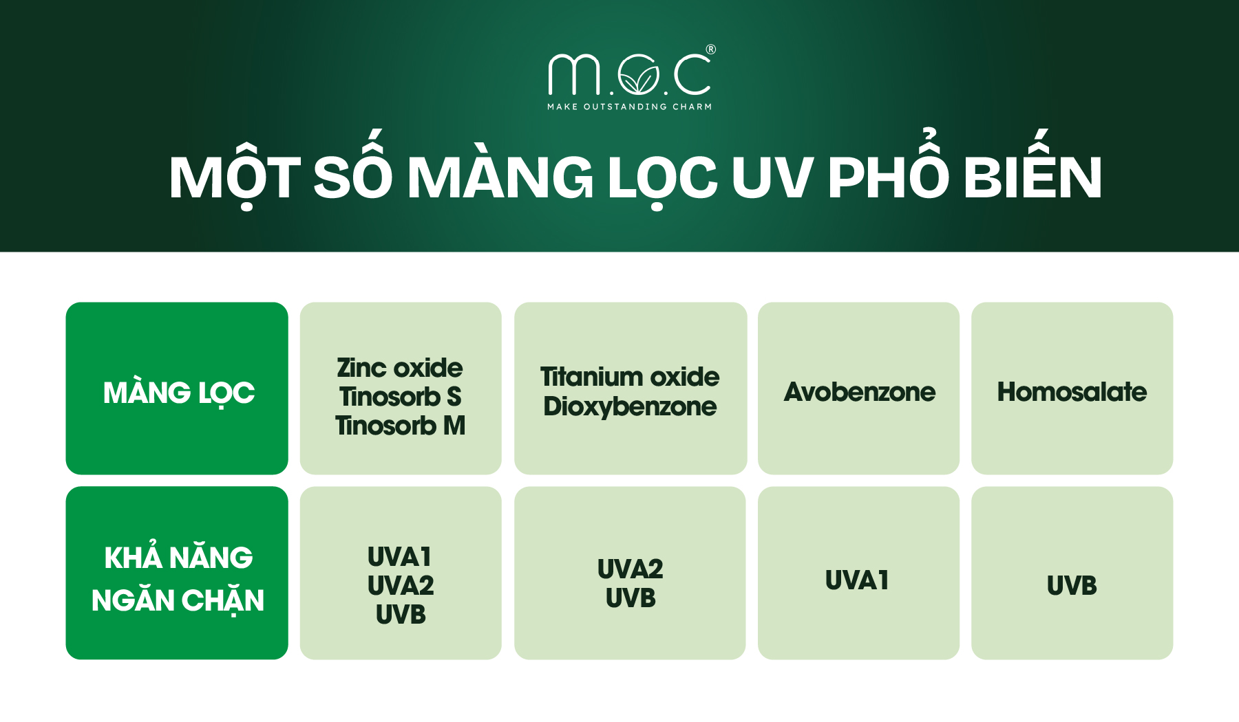 Một số màng lọc chống nắng phổ biến