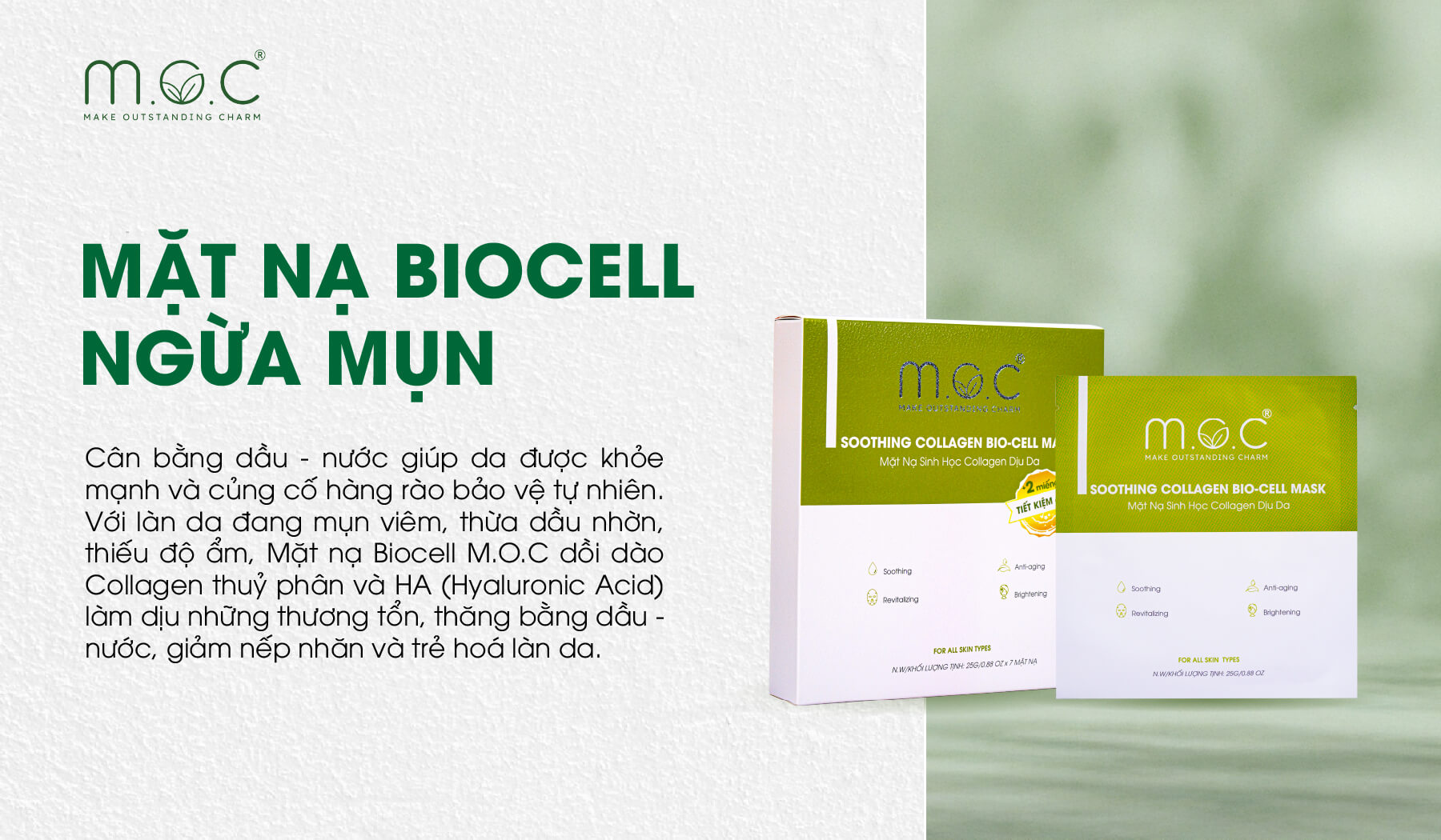 Mặt nạ Biocell M.O.C kiểm soát bã nhờn, cân bằng dầu nước và cải thiện mụn đầu đen