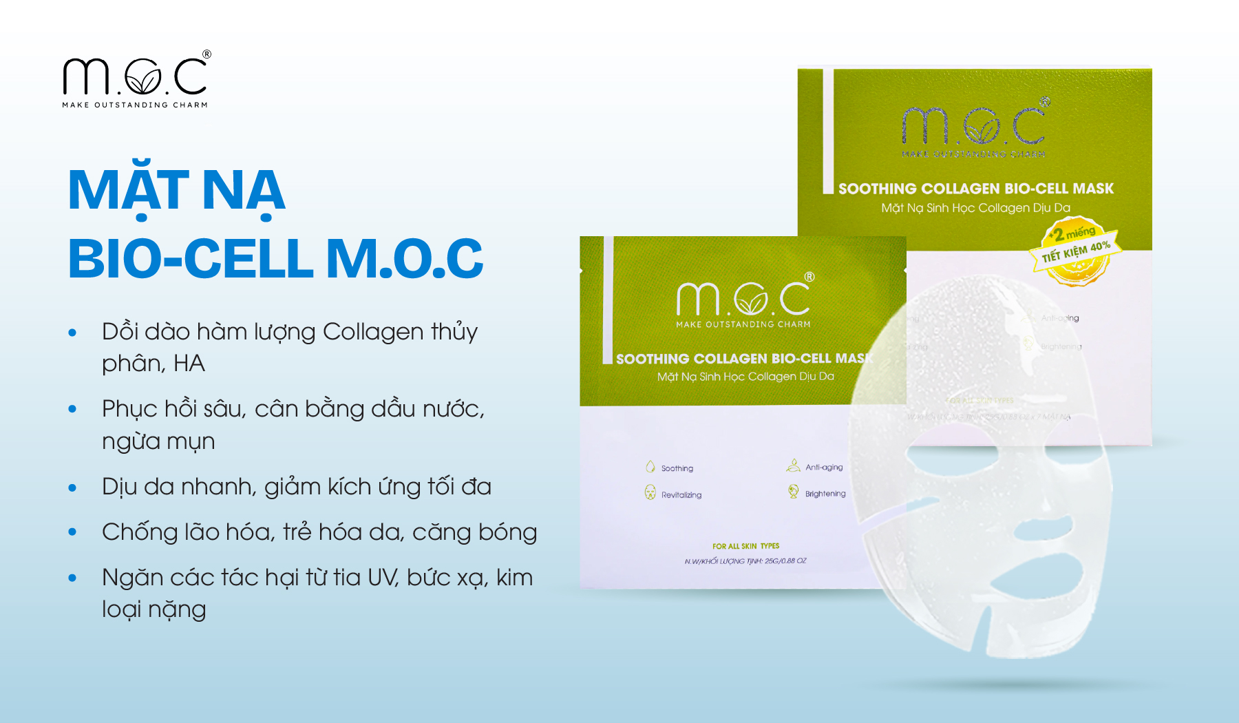 Mặt nạ sinh học M.O.C dồi dào Hyaluronic Acid