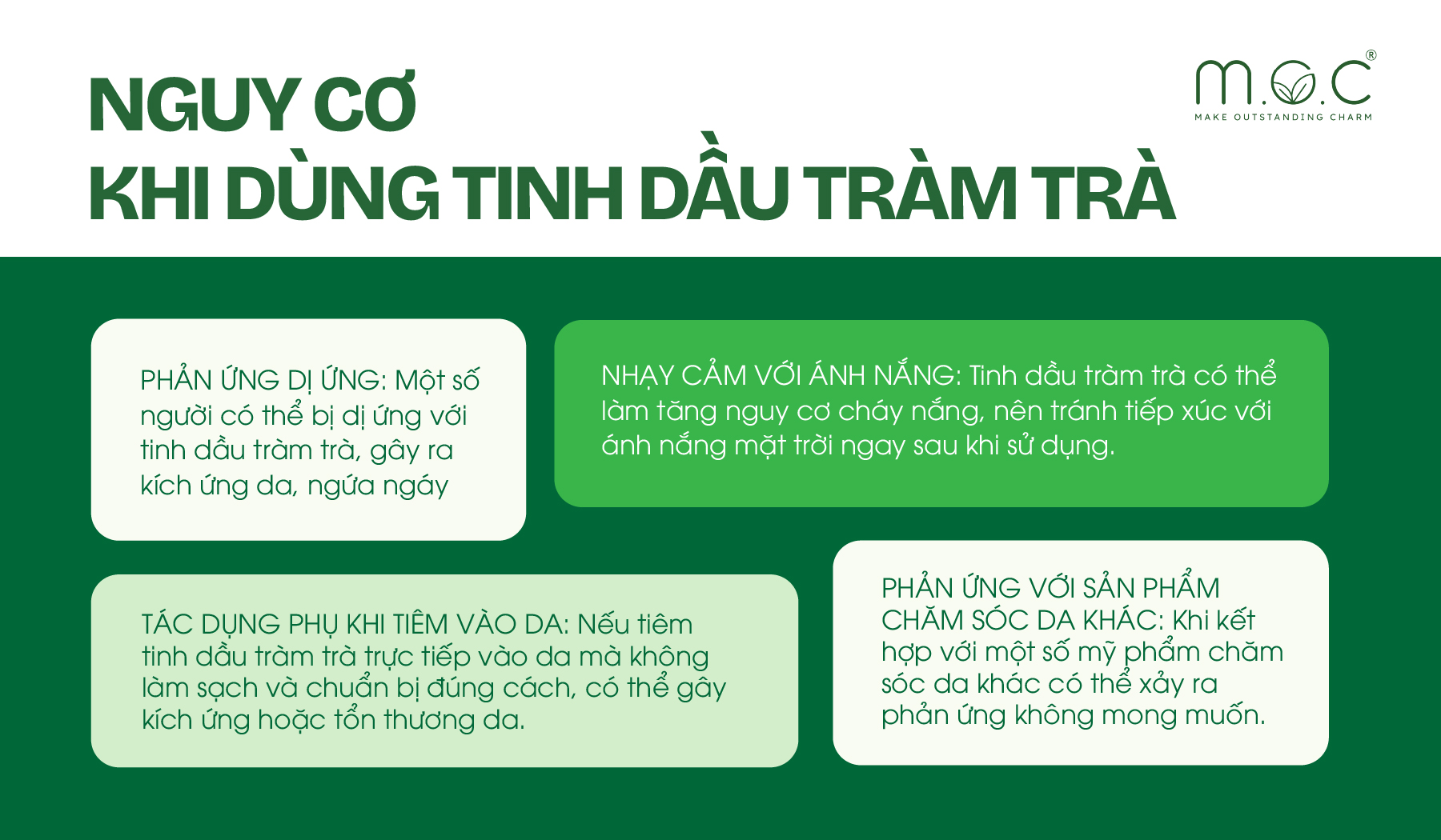 Các nguy cơ khi dùng tinh dầu tràm trà