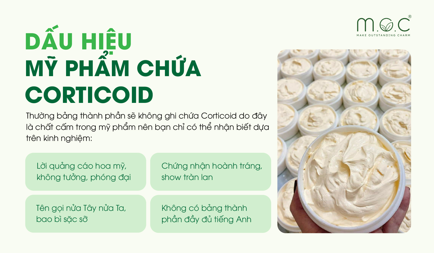 Nhận biết mỹ phẩm chứa Corticoid