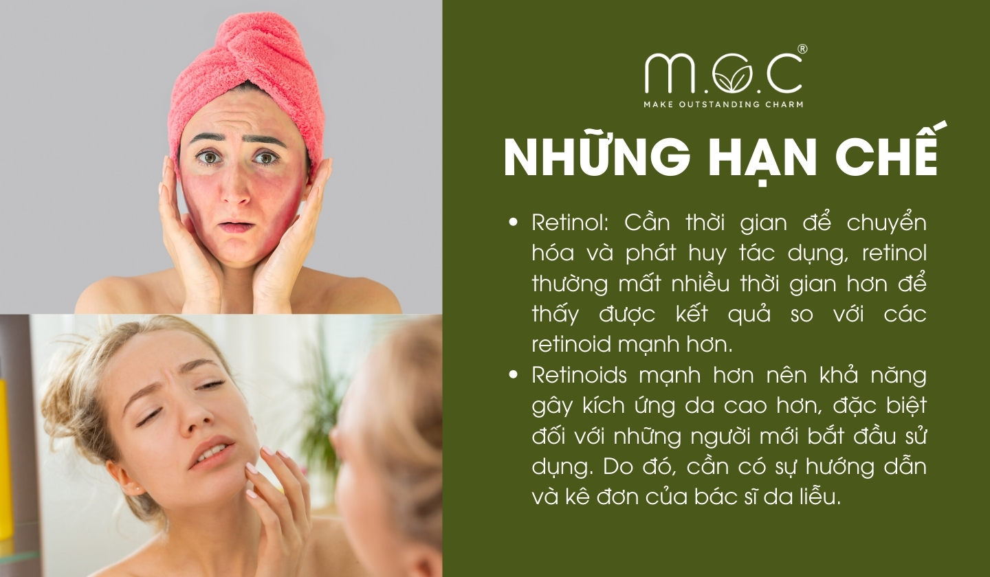 Những mặt hạn chế của Retinol và Retinoids