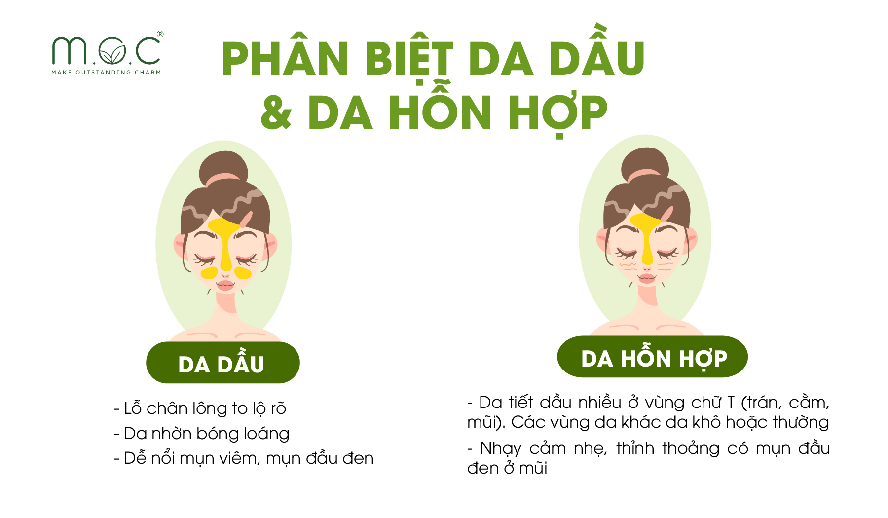 Phân biệt da dầu và da hỗn hợp