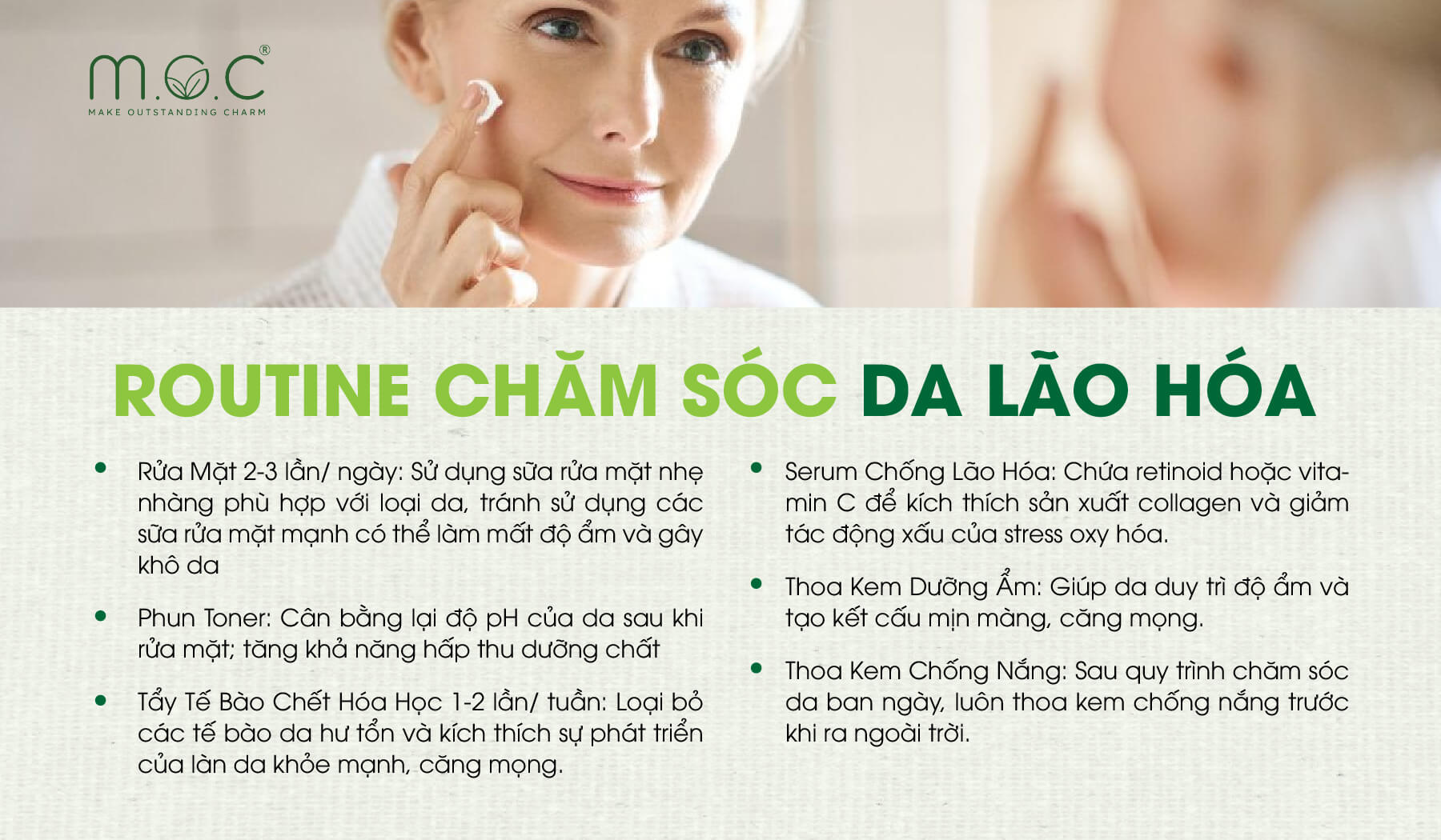 Routine tham khảo chăm sóc da lão hóa