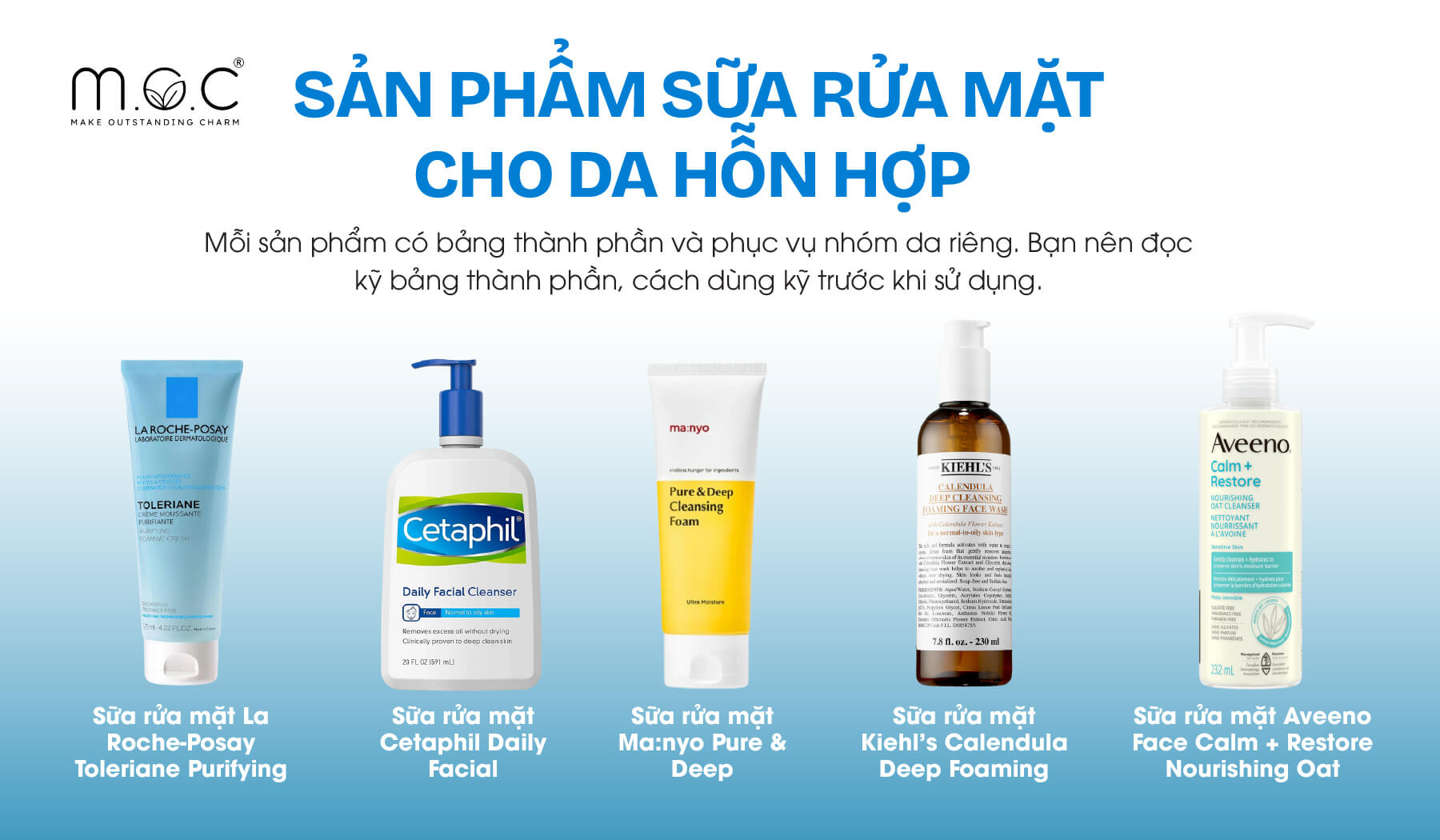 Một số sữa rửa mặt cho da hỗn hợp