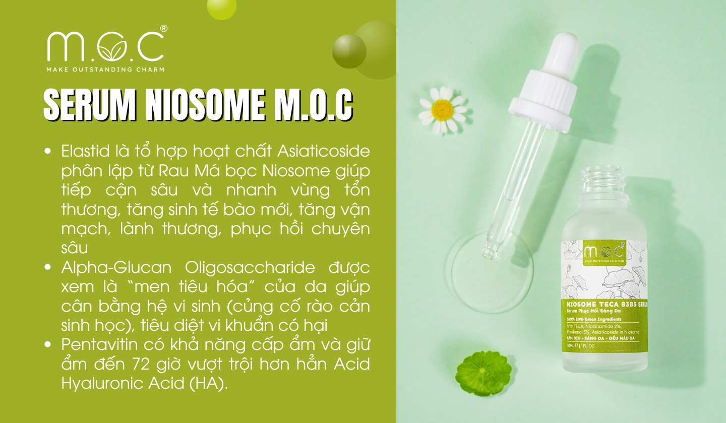 Serum siêu trẻ hóa da Niosome M.O.C có 2 size 30mL và 10mL trải nghiệm