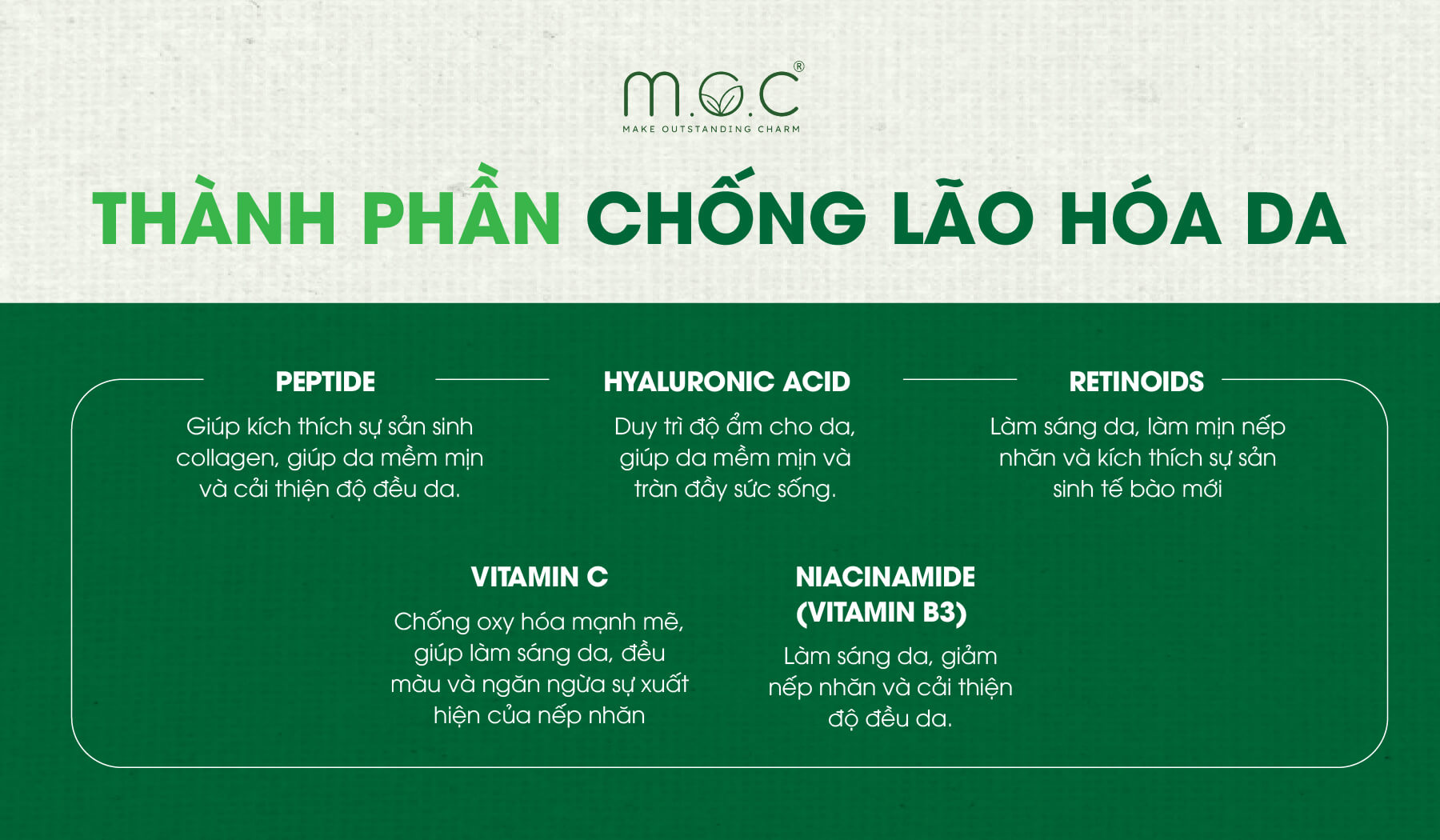 Những thành phần nổi tiếng về chống lão hóa da