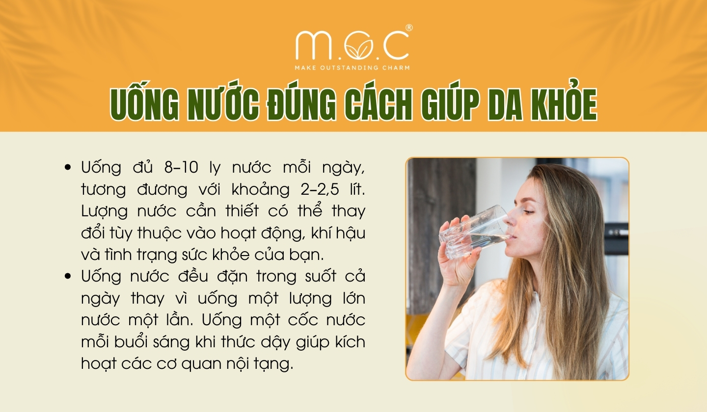 Uống nước đúng cách cải thiện da vàng nhợt nhạt