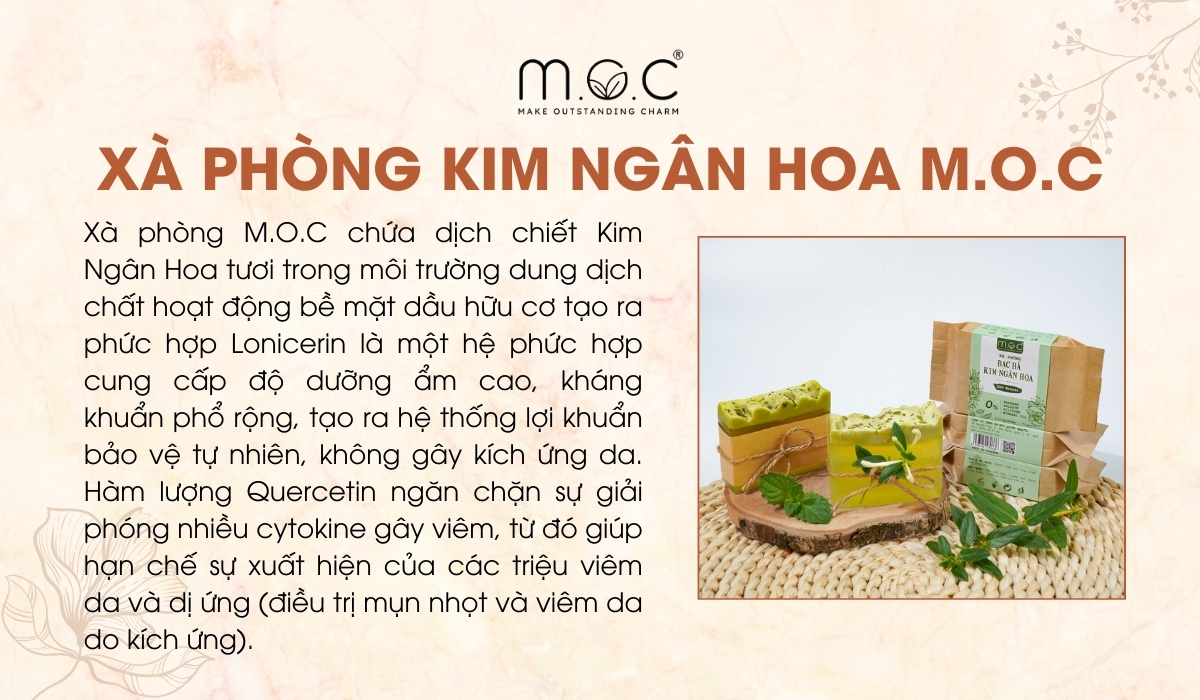 Xà phòng kim ngân hoa M.O.C phòng ngừa viêm da tiết bã