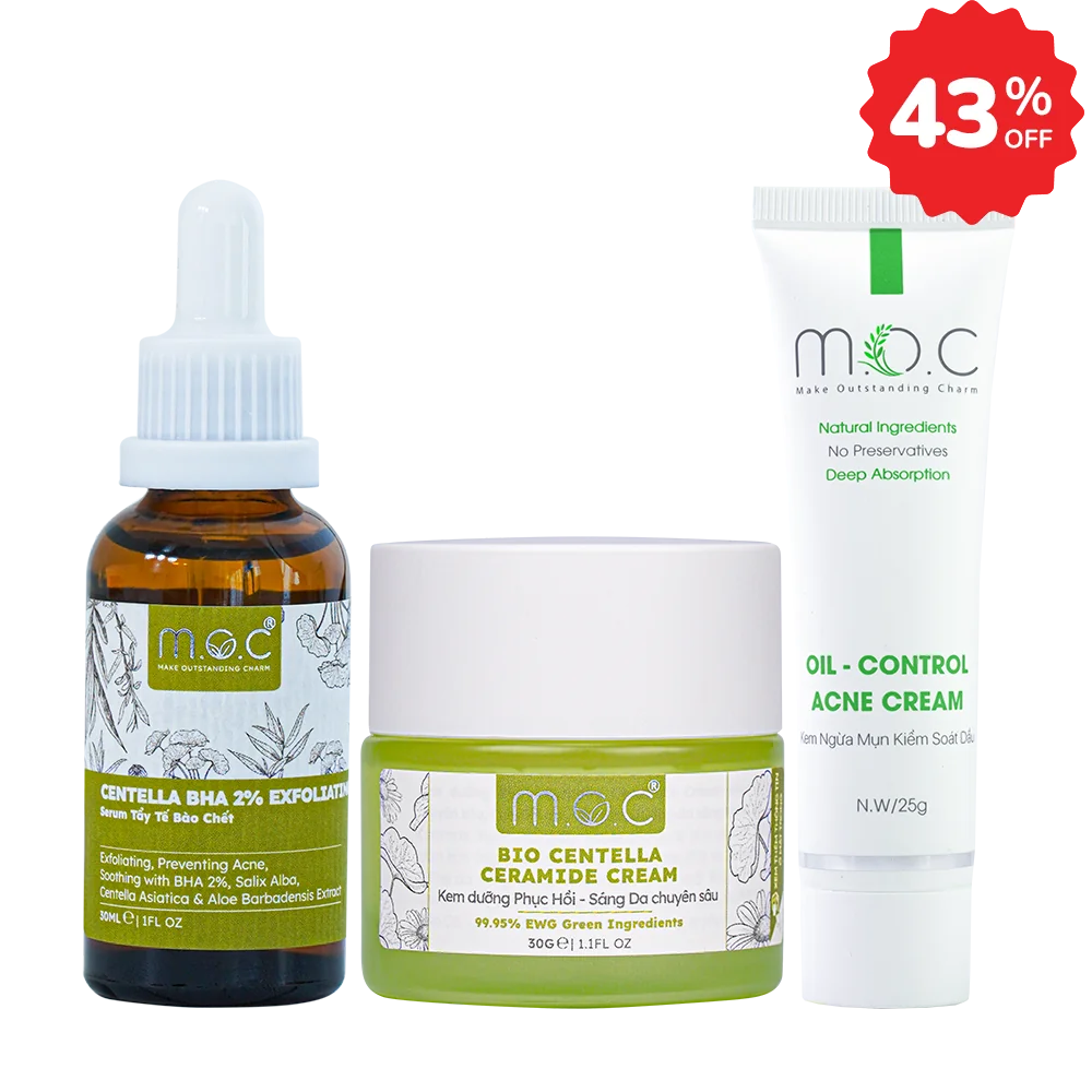 COMBO MỤN THÂM, KIỀM DẦU, THU NHỎ LỖ CHÂN LÔNG M.O.C