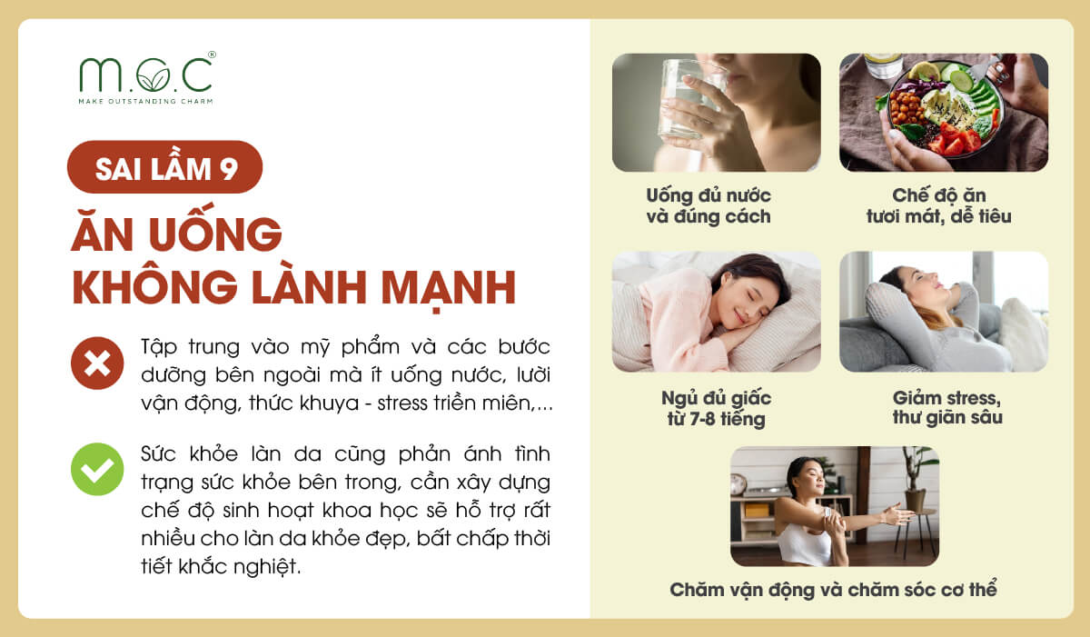 Sai lầm 9: Bỏ qua chăm sóc da từ bên trong