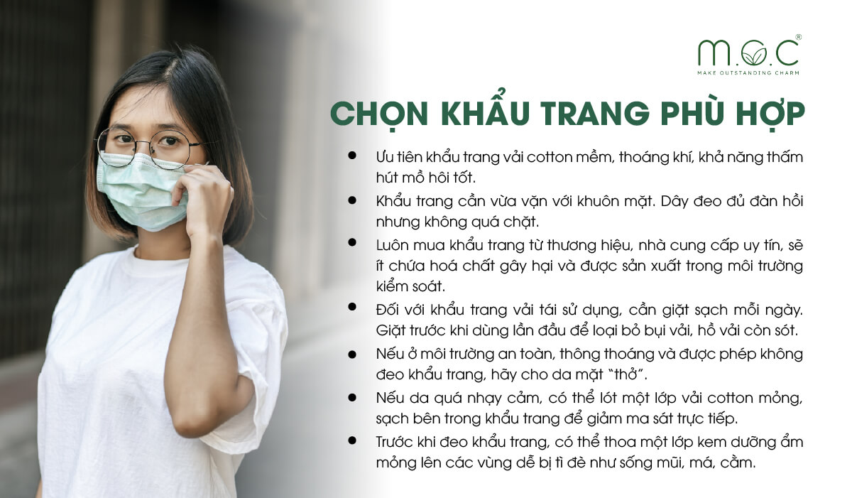 Chọn khẩu trang phù hợp để phòng ngừa viêm da tiếp xúc