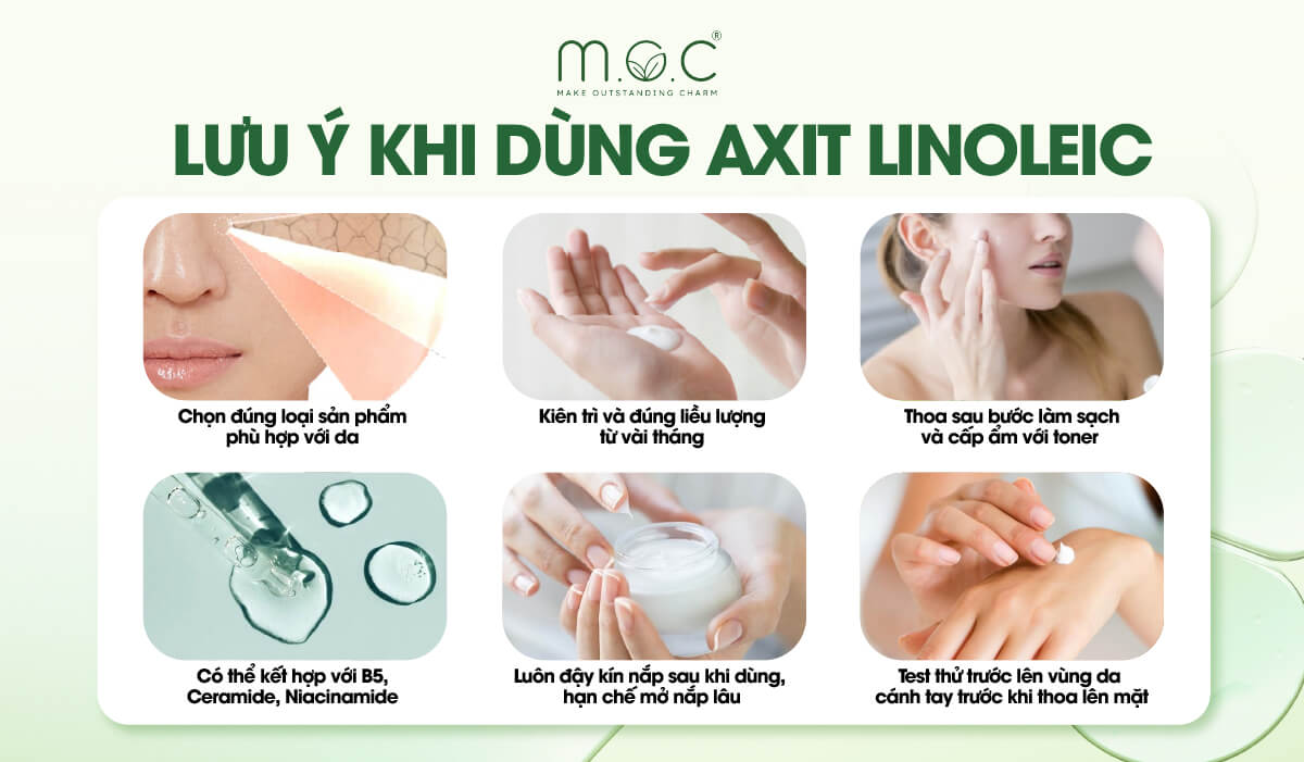 Những lưu ý khi sử dụng sản phẩm chứa Linoleic Acid