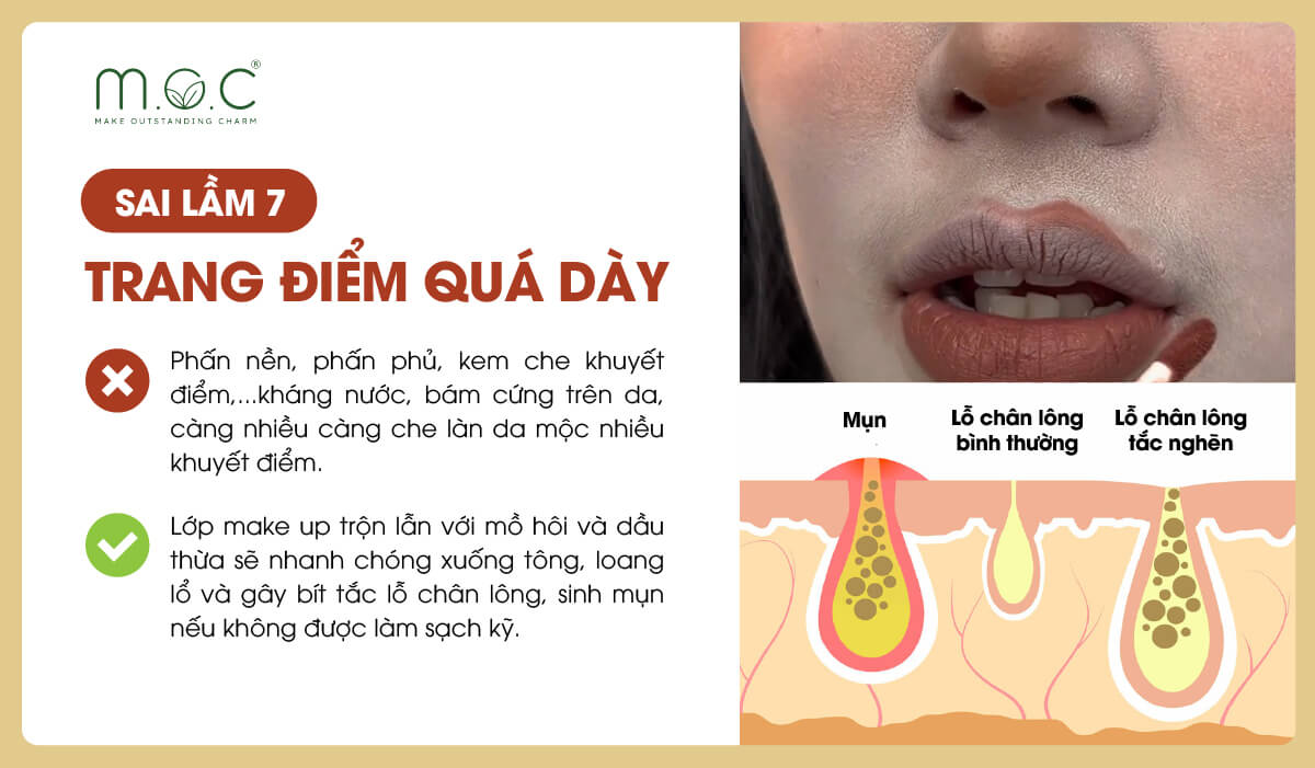 Sai lầm 7: Trang điểm quá dày mùa nắng nóng