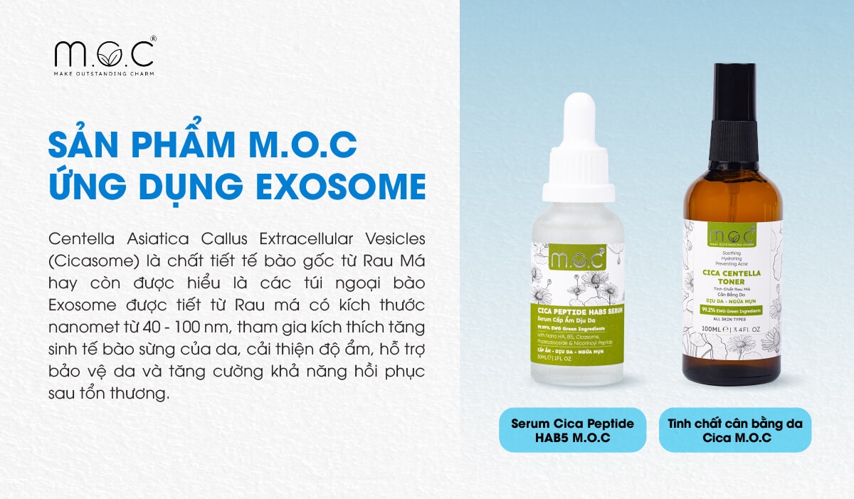 M.O.C ứng dụng công nghệ Exosome vào 2 sản phẩm: Tinh chất cân bằng da Cica và Serum Cica Peptide HAB5