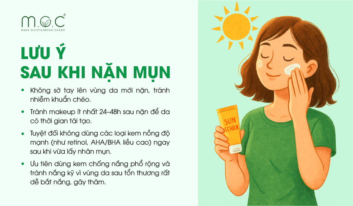 Những lưu ý sau khi nặn mụn