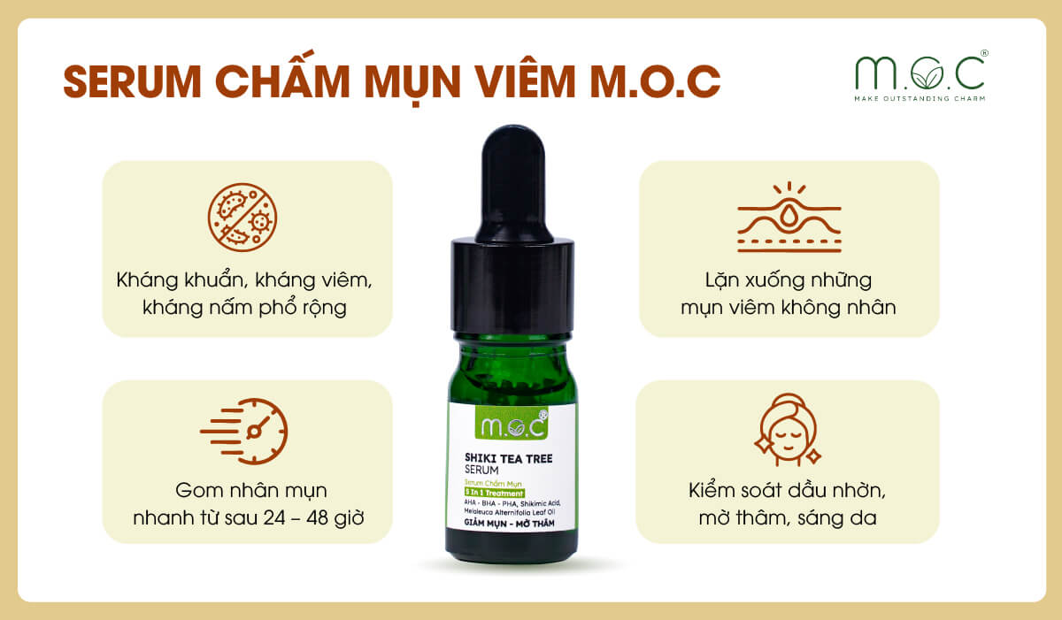 Shikimic Acid là thành phần chủ đạo trong Serum chấm mụn viêm M.O.C giúp gom cồi nhanh từ 24 đến 48 giờ