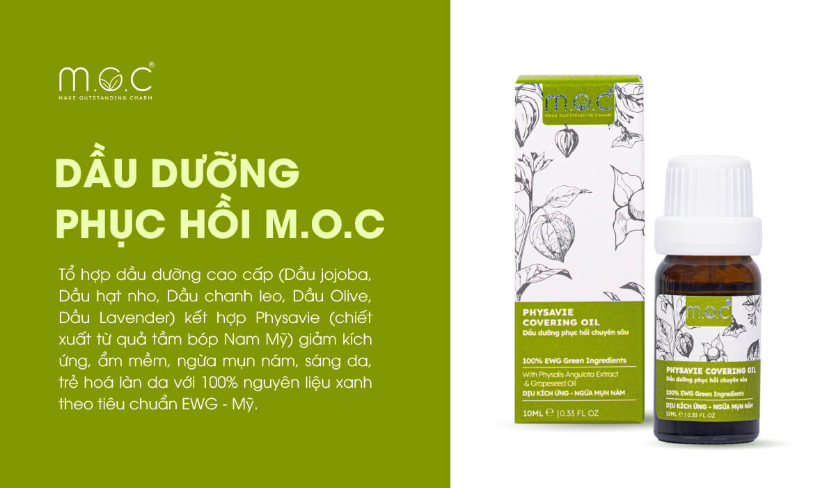 Dầu dưỡng M.O.C chứa tinh dầu jojoba và các loại dầu cao cấp khác