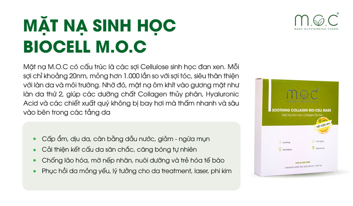 Mặt nạ sinh học M.O.C giúp phục hồi collagen cho da