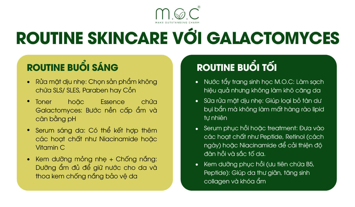 Routine chăm sóc da với men Galactomyces