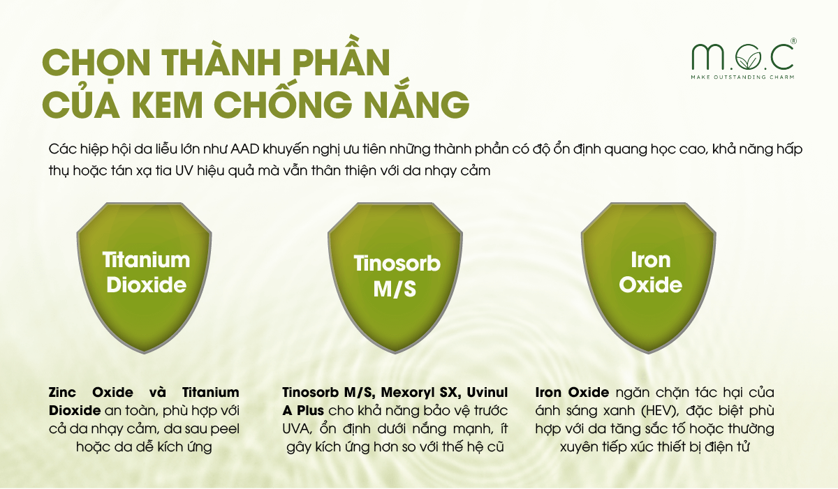 Cách chọn các thành phần của kem chống nắng
