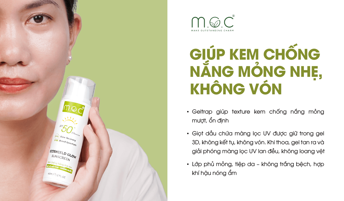 Công nghệ Geltrap giúp kem chống nắng mỏng nhẹ