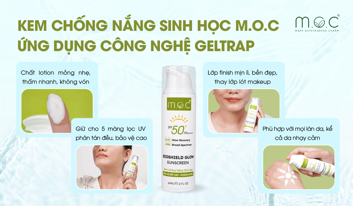 Kem chống nắng sinh học M.O.C ứng dụng công nghệ Geltrap