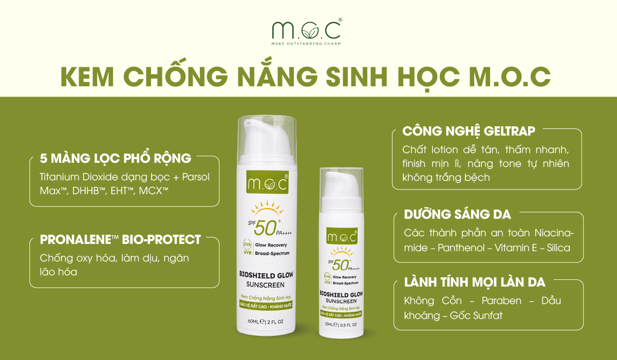 Kem chống nắng sinh học M.O.C lý tưởng cho mọi làn da, kể cả da mỏng yếu