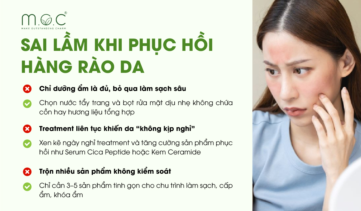 Những sai lầm khi phục hồi àng rào bảo vệ da