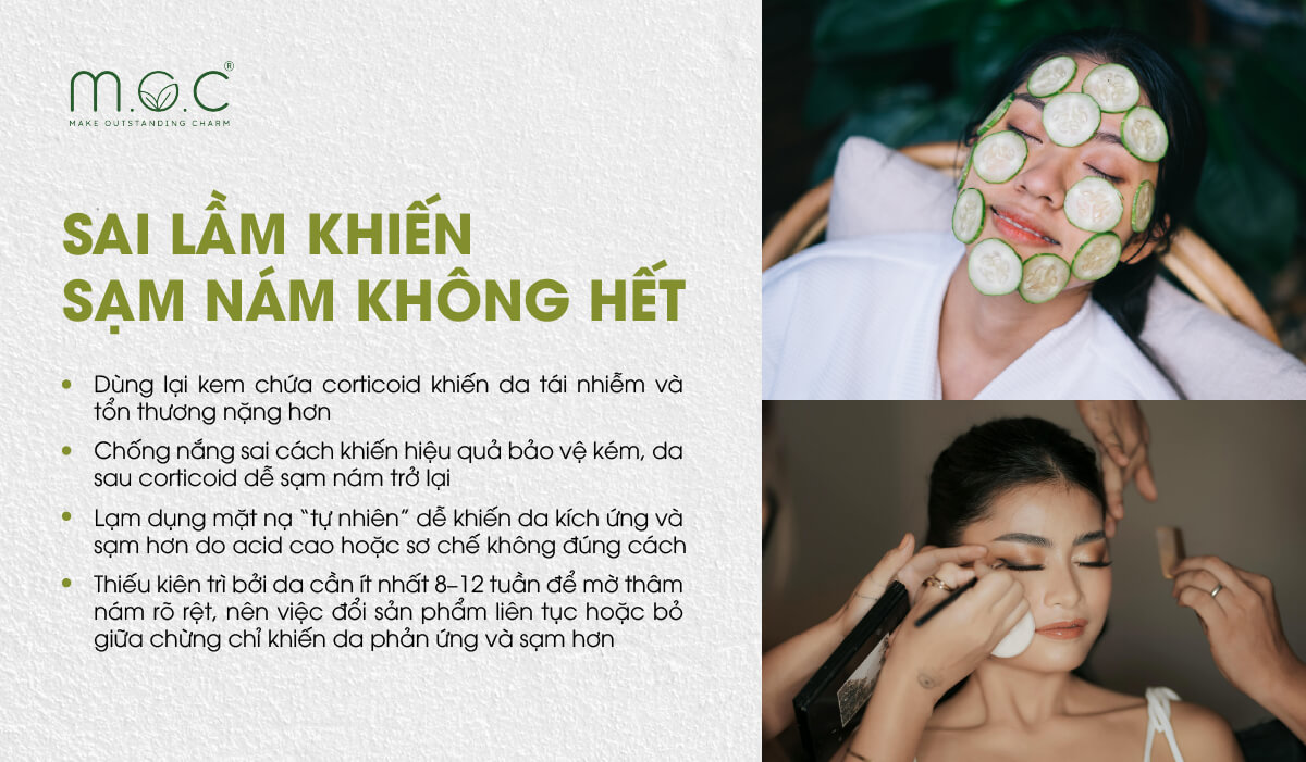 Những sai lầm khiến da nhiễm Corticoid không hết sạm nám