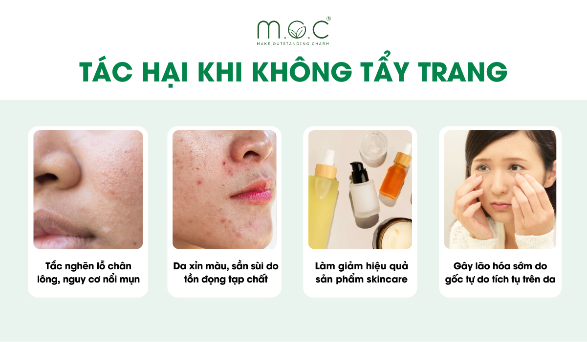 Tác hại của việc không tẩy trang