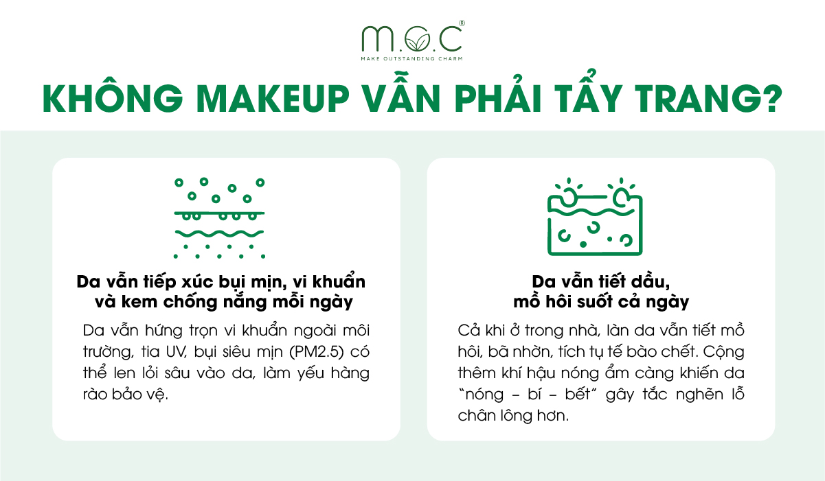 Tại sao không trang điểm vẫn phải tẩy trang