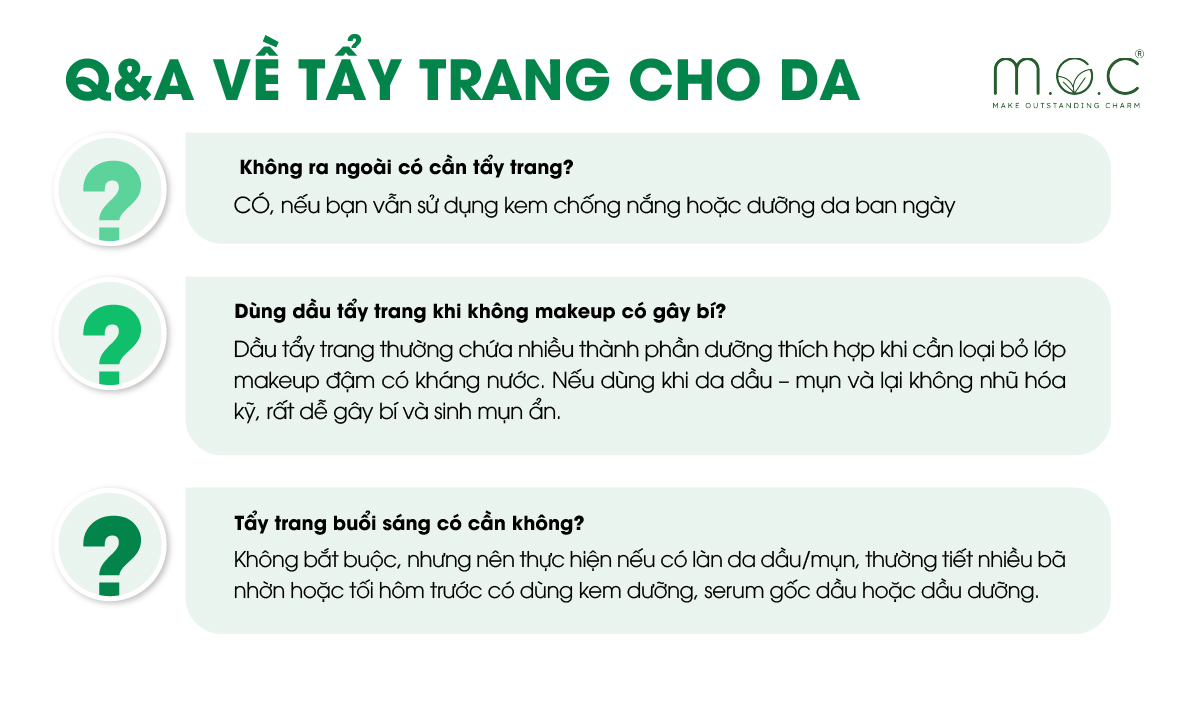 Các thắc mắc phổ biến về tẩy trang cho da