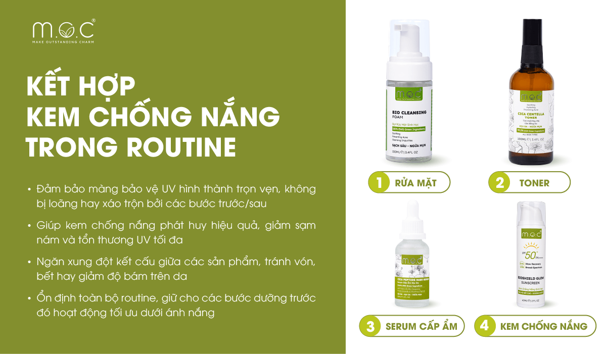 Cách kết hợp thoa kem chống nắng trong routine chăm sóc da