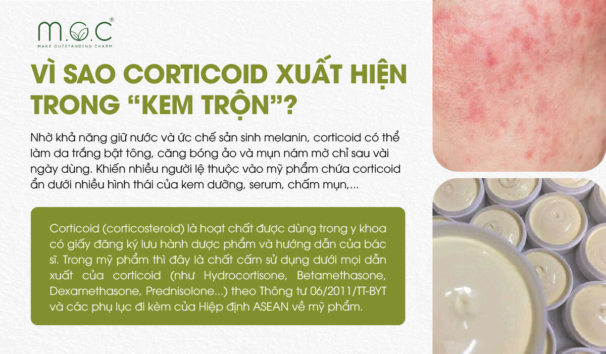 Vì sao Corticoid thường xuất hiện trong "kem trộn"?