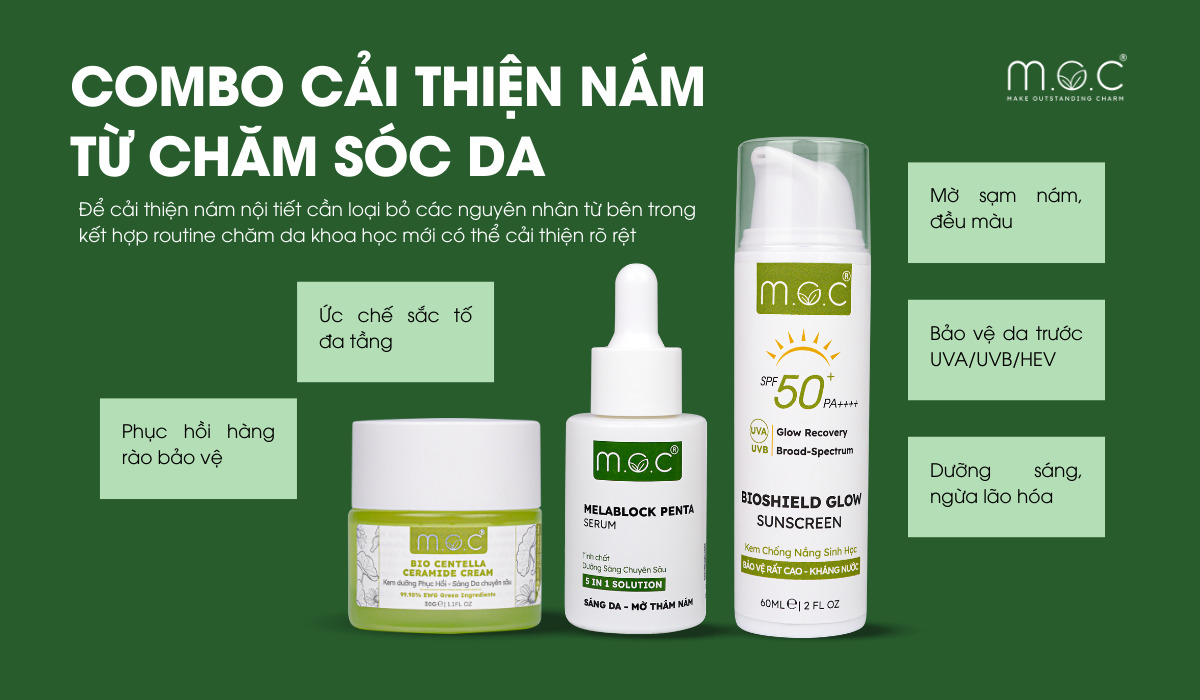 Combo M.O.C hỗ trợ cải thiện nám do nội tiết