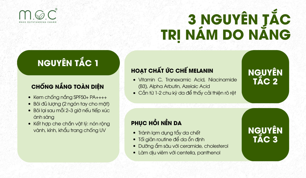 Các nguyên tắc cải thiện nám do nắng